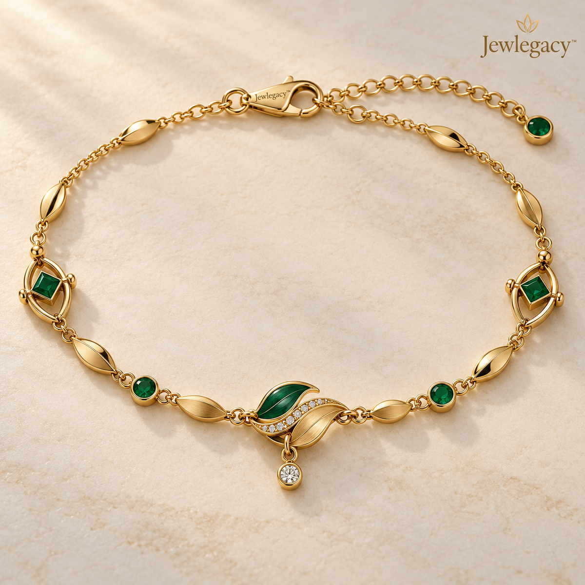 Jewlegacy™ Emerald Arc Pivot Anklet